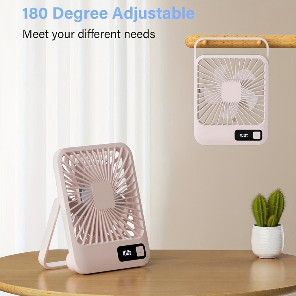 Mini Desktop Fan - USB Charging Portable Fan,1800mAh Rechargeable Cruise Fan, Powerful Wind, 5 Gears Portable Cooling Fan, Quiet Operation