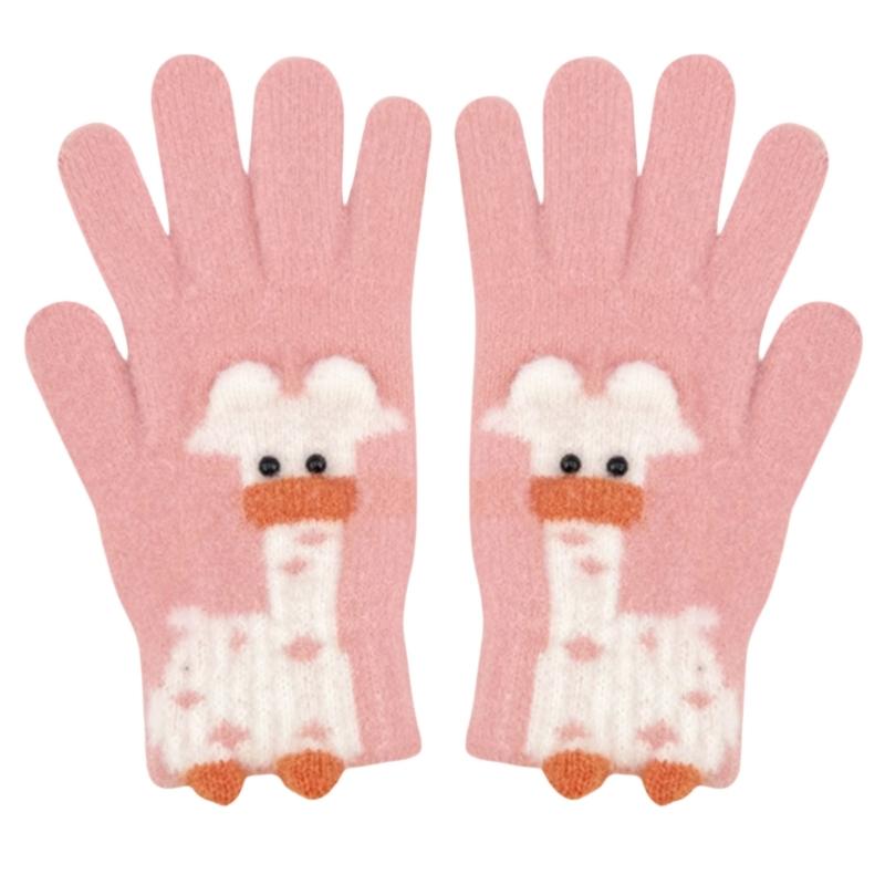 1pair Touchscreens Plush Knitted Gloves Thick Warm Mittens Women Winter Mittens for Daily Commutes