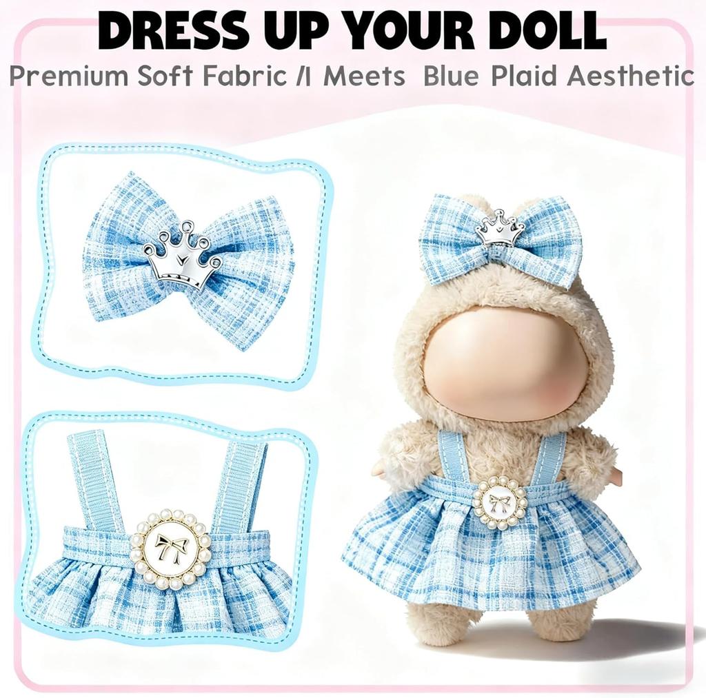 KUGUAOK Plush Doll Clothes - Clothes Only - 15cm 17cm Plush Doll Clothes - Cute Costume Dress-Up DIY Accessory Doll Suit Jumpsuit Photo Path Doll