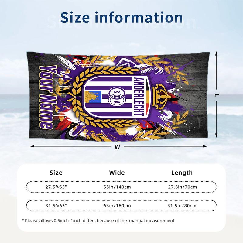 Beach Towel Anderlecht FC Print Custom Name Text Soft Towel for Swimming Pool