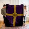 Purple background gold cross design Print Believer Pray blanket Warm soft flannel material suitable for all seasons luxury gift