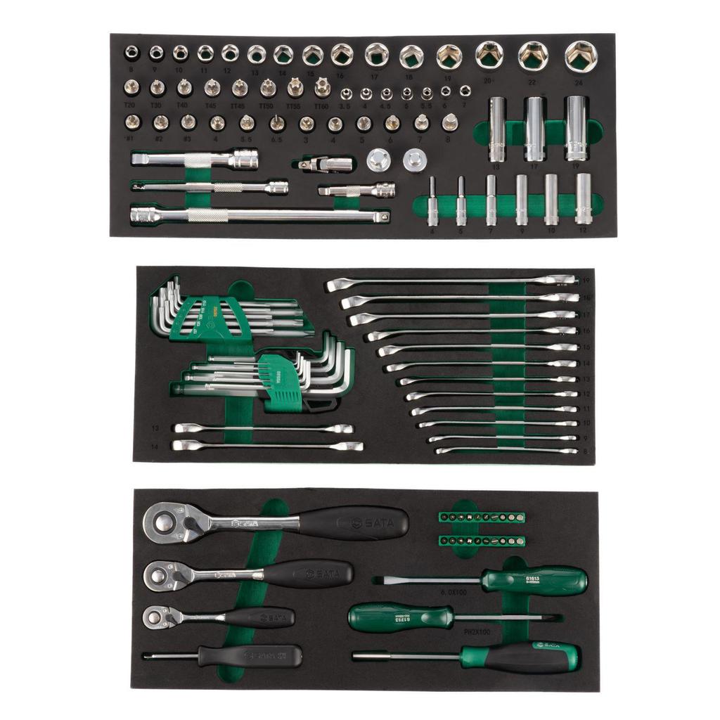 SATA Shida 118-Piece Lithium Battery Tool Set with Two-Drawer Metal Box