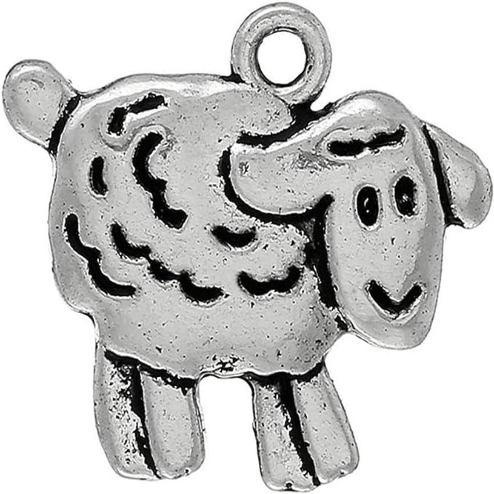 20pcs 0.7inch Sheep Metal Charms Pendants Silver Animal Shape Dangle  for Earring