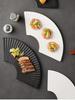Fan-Shaped Striped Japanese Tableware: Irregular Sushi & Dessert Plate for Home or Hotel.