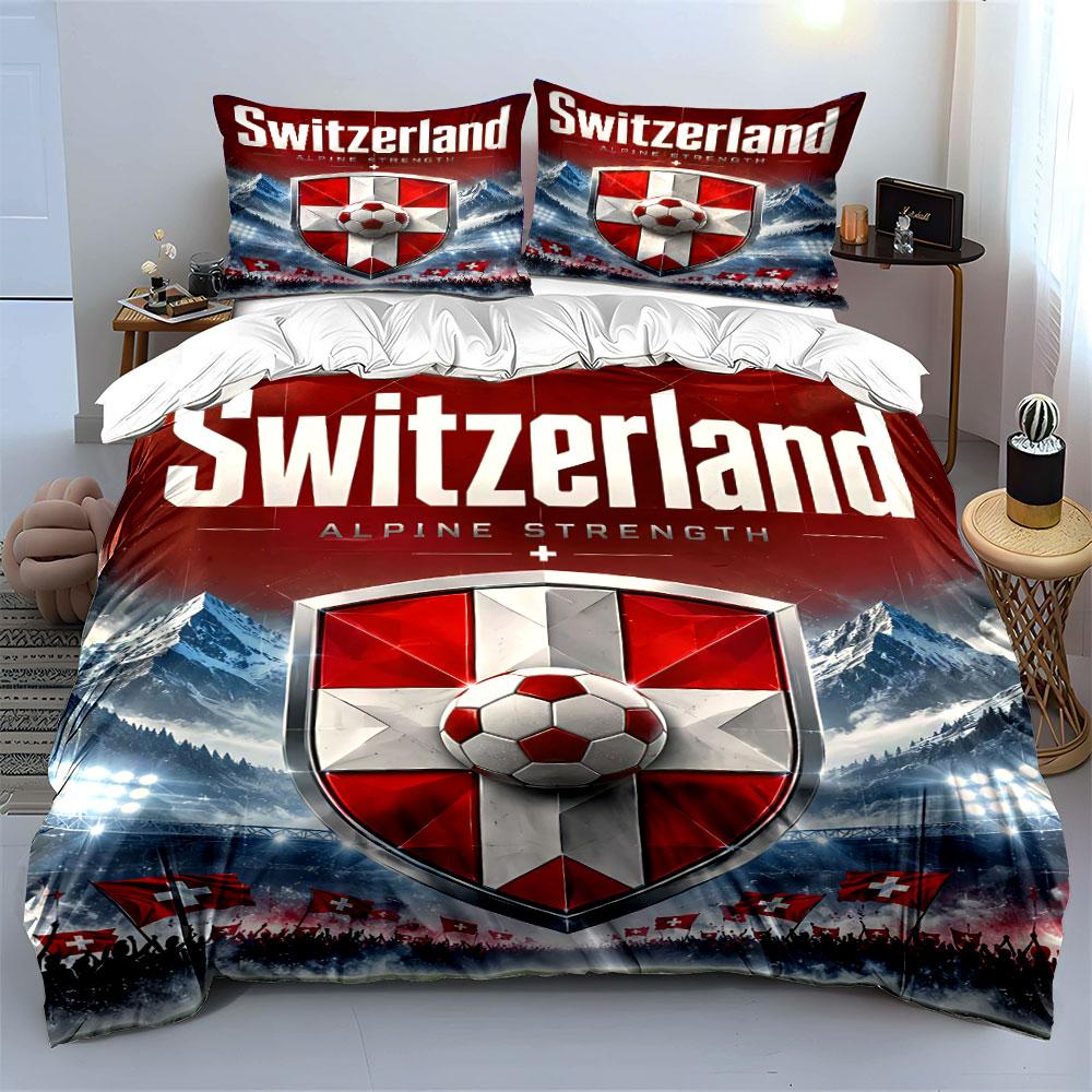 "Switzerland Flag Bedding Set" Bedding Duvet Cover Set Duvet Cover Pillowcases (1 * Duvet Cover 2 * Pillowcases, Without Duvet Insert)