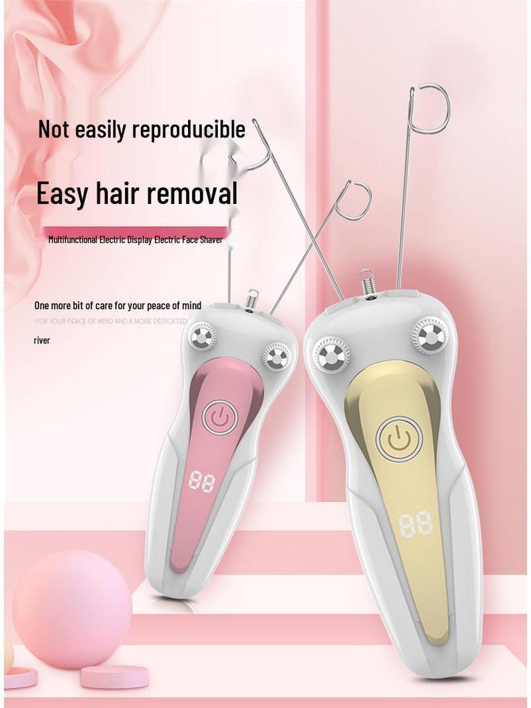 Epilatör ve İplik Alma Fonksiyonlu Dijital Yüz Masaj Aleti ve Tüy Alma Aracı