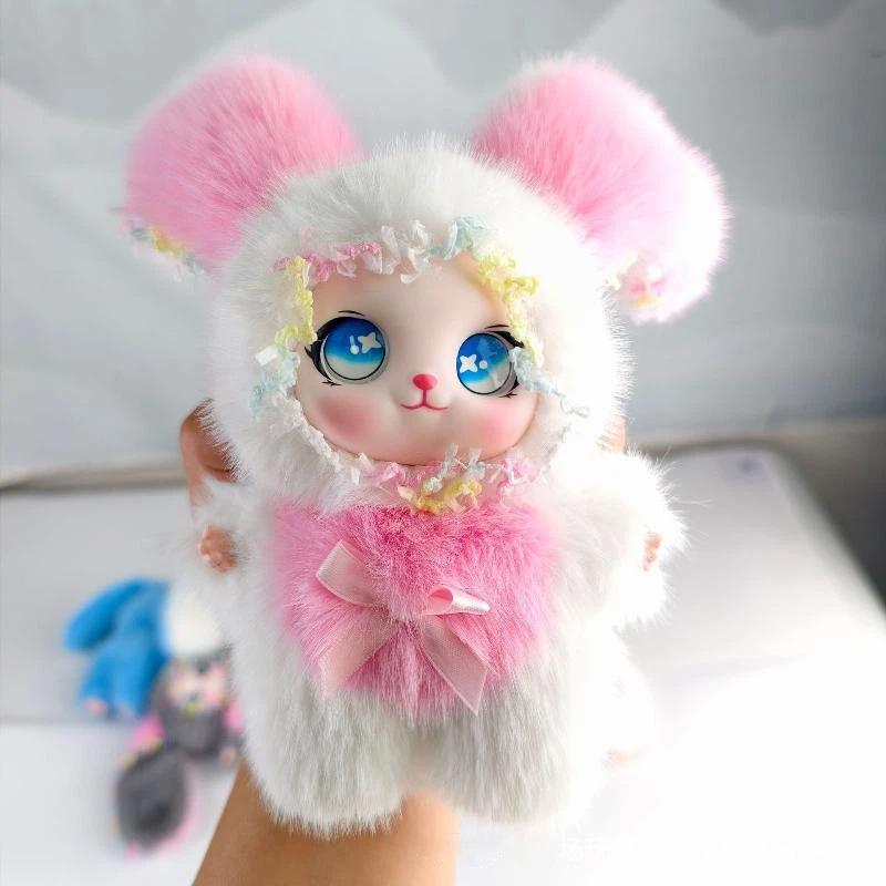 Sweet Fairy Style Lace Rabbit Plush Vinyl Doll Keychain For Backpack Pendant Hanging Ornament Birthday Gift