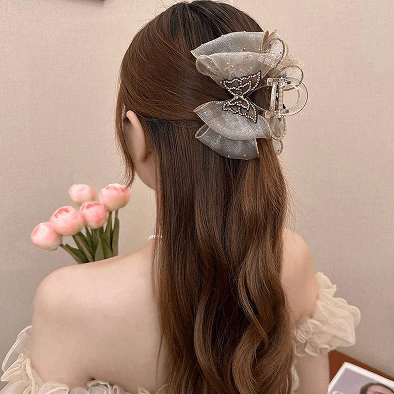 Rhinestone Butterfly Hair Clips Women Temperament Elegant Mesh Hair Clip Fashion Hair Accessories Girl Styling Hairpin Headdre