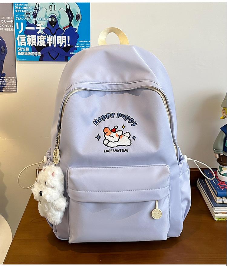 School bag dopamine ins wind cute embroidery school bag simple large capacity versatile commuter backpack travel lightweight backpack
