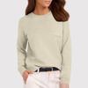 Women's Fashion Round Neck Pullover Sweater Casual Versatile Solid Color Knit Top