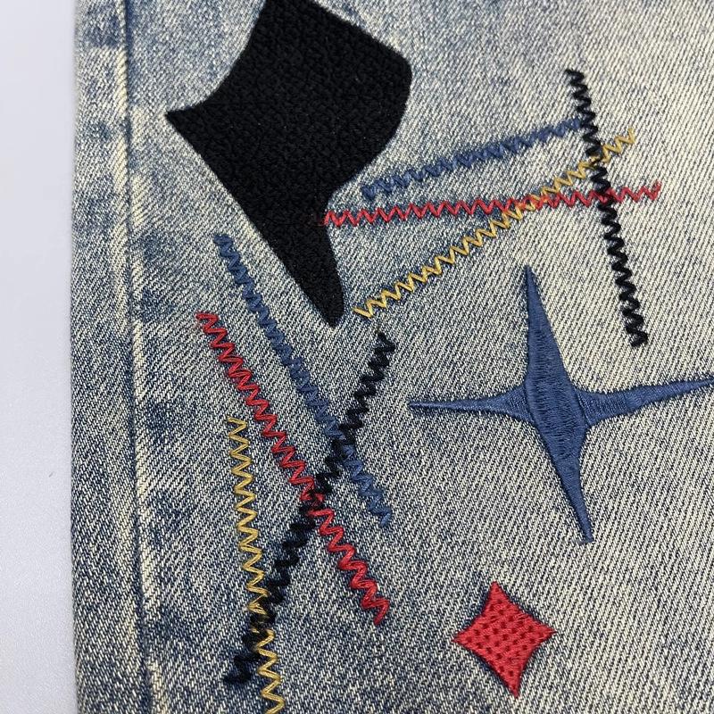 Jeans Rotos Lavados Retro para Hombre Tendencia Sueltos Estampados Rectos