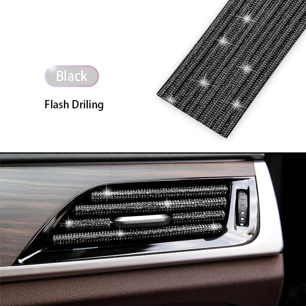 1/10Pcs Diamond Car Air Conditioner Outlet Strip Drill U Shape Rhinestone Clip Decoration Shiny Crystal Trim Strip Accessories