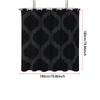 1pc Geometric Print Waterproof Black Shower Partition Privacy Hanging Curtain with 12 Hooks Multiple Sizes Easy Installation