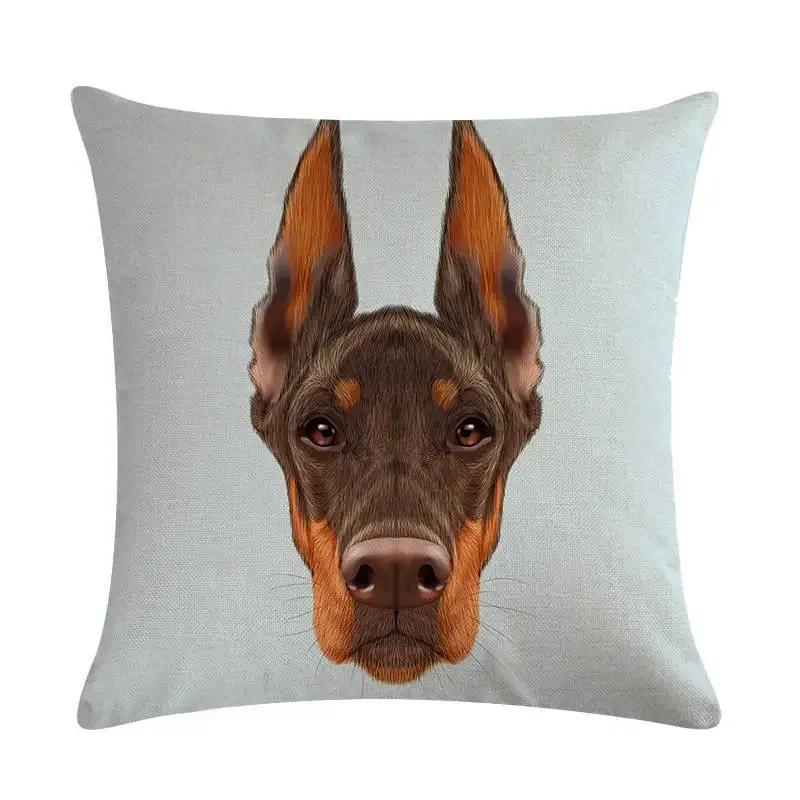 Cute Dog Cushion Cover Cartoon Pet Linen Pillow Cover Office Sofa Home Decoration Pillow Cover 45*45Cm