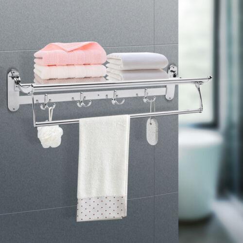 Stainless Steel Bathroom Towel Holder Storage Organizer Shelf Wall Mounted Towel Rack Home Hotel Wall Shelf for Kitchen Bathroom
