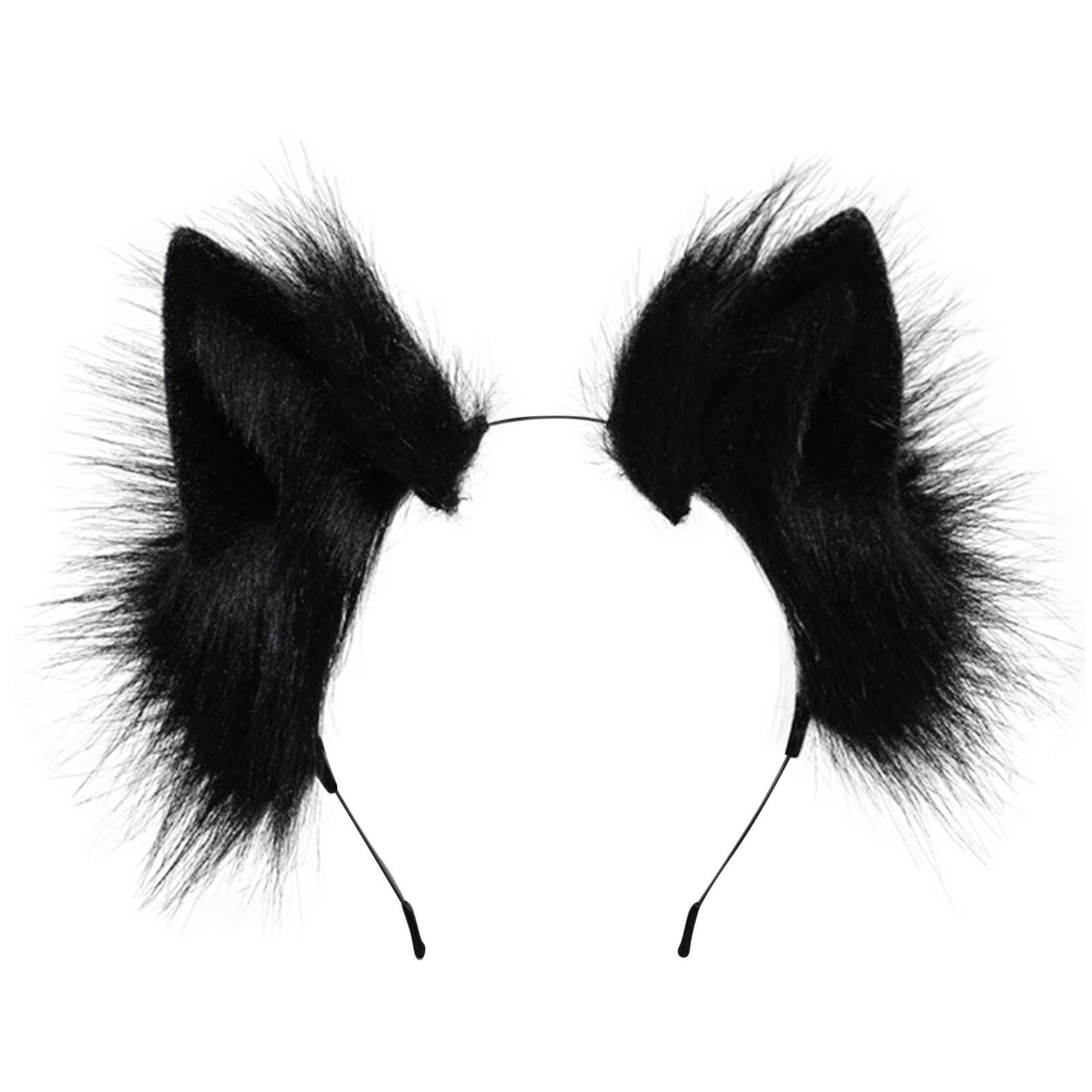 

Имитация плюшевых ушей животного, повязка на голову, милый ручной работы, хвост, хвост, косплей, набор хвостов One Size чёрный