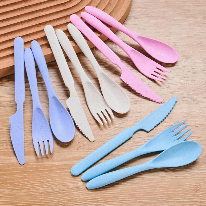 25pcs Portable Travel Plastic Plates and Bowl Sets Wheat Straw Dinnerware Sets, BBQ, Picnic, Camping Essentials Dishes Set