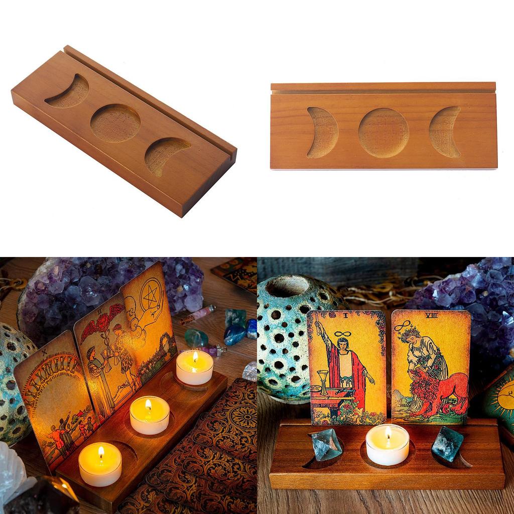 Wooden Tarot Card Stand Holder With Message Notes For Desk Decor
