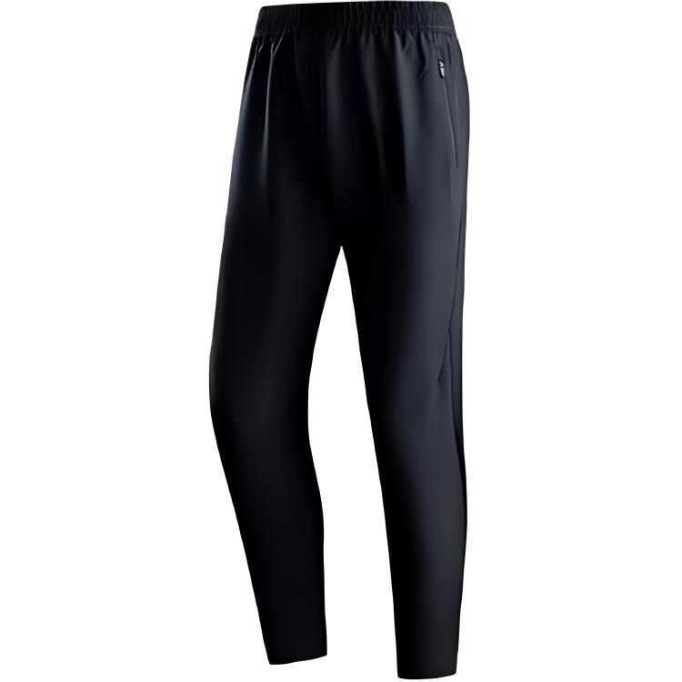 Anta Casual Simple Solid Color Straight Leg Lace-Up Mid-Rise Knitted Sports Pants Men Bottoms Black 152445501N-1
