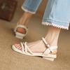Sommer Damen Sandalen mit flacher Sohle Koreanische Version einfarbig Ein-Wort-Sandalen runde Spitze neue Schuhe in Übergröße Gummi weichsohlige Damenschuhe