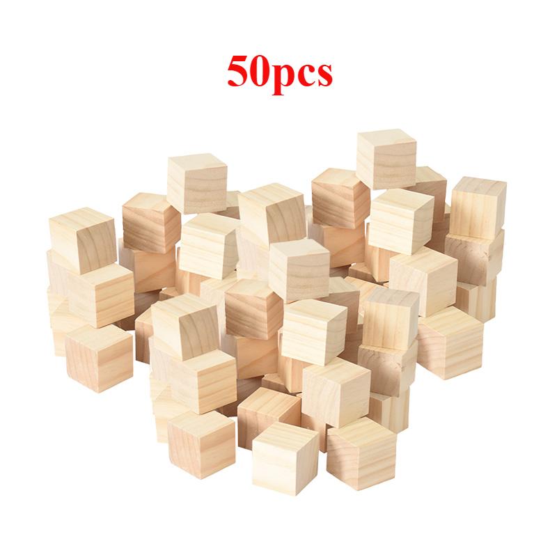 

50/100PCS Unfinished Blank Mini DIY Wooden Square Blocks 1cm Wood Solid Cubes for Woodwork Craft Kids Puzzle Making Material