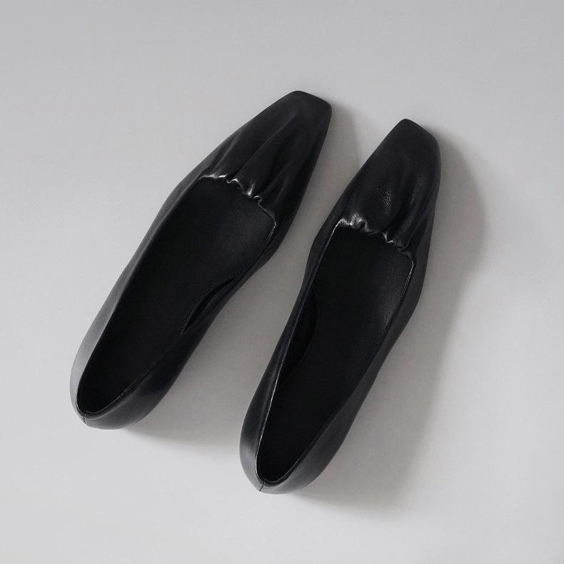 

Sheepskin version~ niche pleated leather shoes square head single shoes women s soft-soled black small leather shoes Mary Jane flats 40