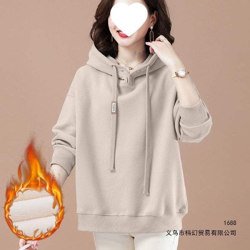 Hooded sweater women's fleece thickened fashion casual outerwear top autumn and winter loose women's clothing