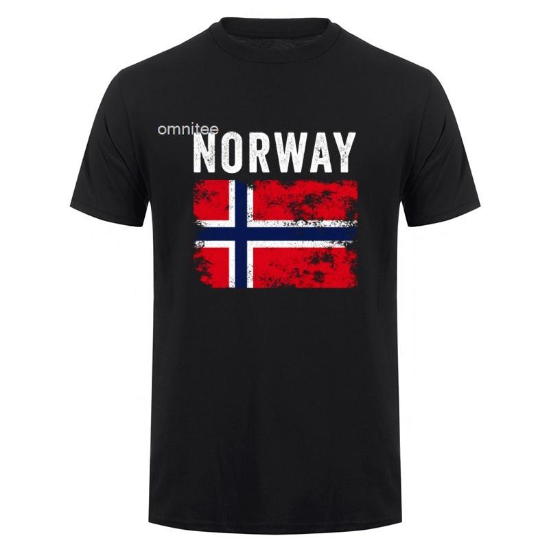 Boat Norwegian Flag Norway Tshirt Unisex Cotton Short Sleeve Streetwear Vintage Norway Flag Mountain T Shirt Hj110
