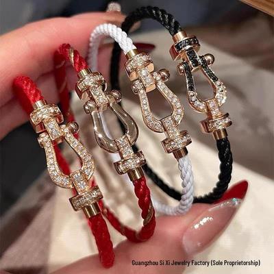 Fred Horsebit 18k Rose Gold Knot Bracelet - Red Rope Luck Charm