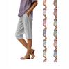 Damen Elastische Taille Gestreifte Capri-Hose Lockere Passform Gerades Bein Baumwolle Polyester Tasche Lässig Pendler Sommer Bermuda-Shorts