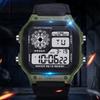 Digital Sport Watch Canvas Strap Luminous Waterproof Retro Sport Watch for Outdoor Sports Green