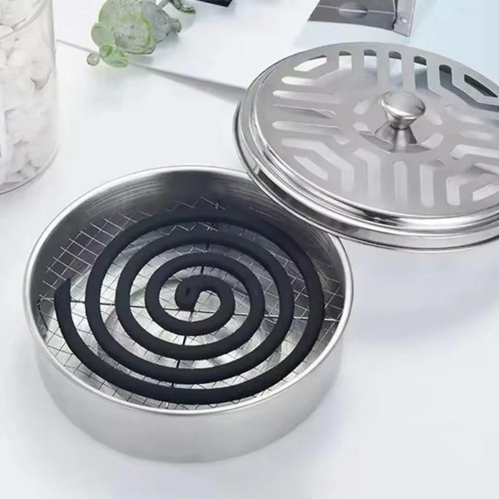 Stainless Steel Mosquito Coil Tray Anti-scalding Mosquito Coil Box Safe Aromatherapy Tray Camping