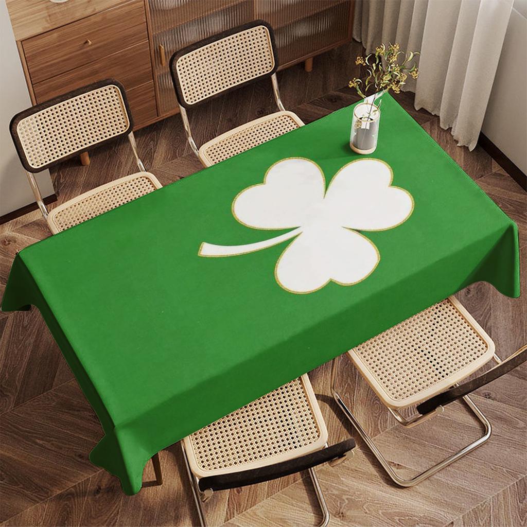 2D Green Clover Pattern Tablecloth Restaurant Kitchen Tablecloth Living Room Home Decoration Rectangular Party Decoration
