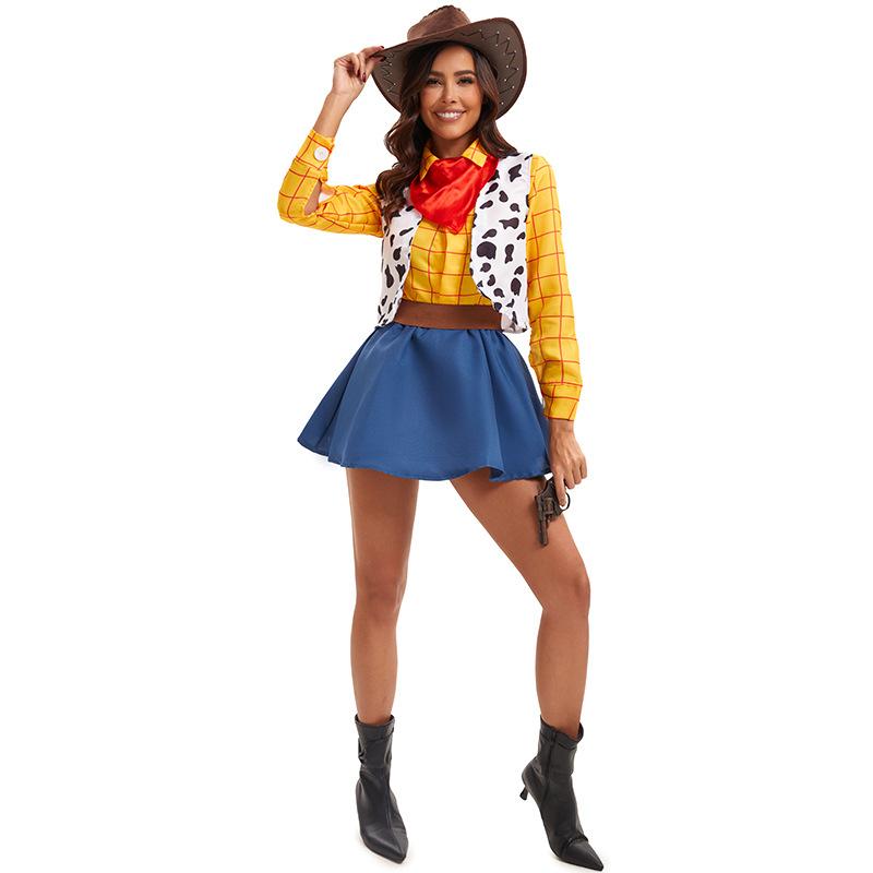 Costume de Halloween, Costume de cuplu Woody din Toy Story, Costume de cowboy western pentru bărbați și femei, Costume de petrecere și de scenă