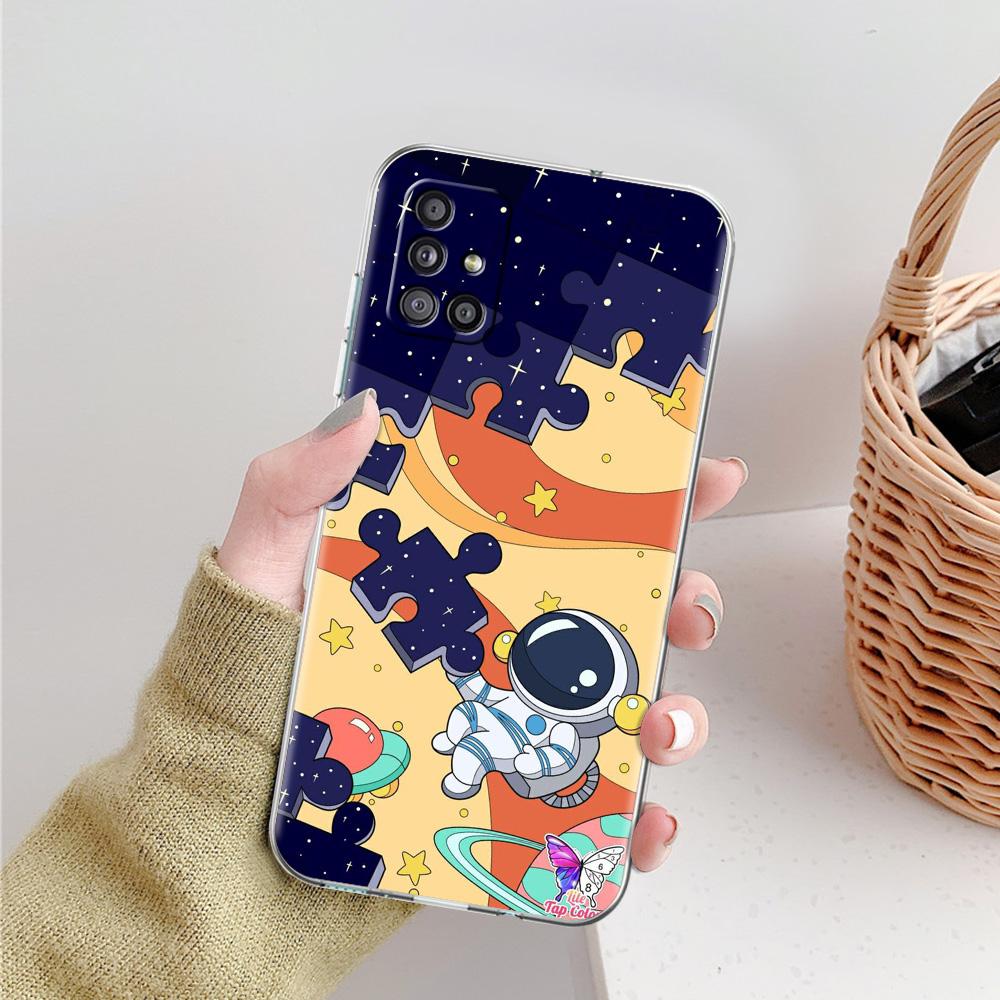 Case For Samsung A15 A13 A35 A55 A51 A71 A41 A31 A21S A03S A05 A17 A23 A25 A33 A53 A73 5G A07 4G Cover Space Astronaut Cartoon