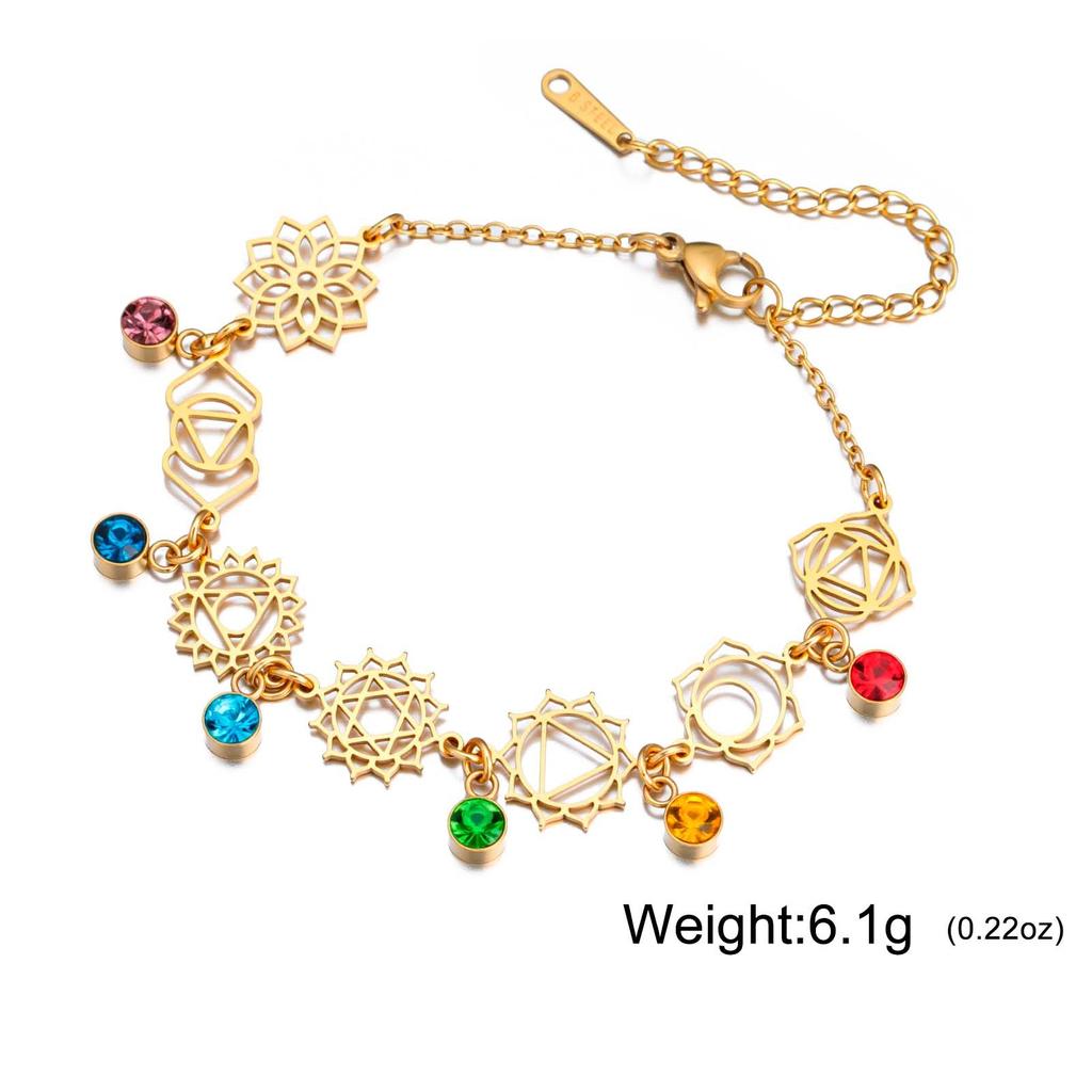 Lucky Seven Yoga Elements Gold Bracelet For Women Fringe Jewelry Birthday Gift