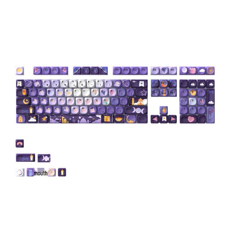 Moa Customized Purple Cute Round PBT Keycaps for Mechanical Keyboards