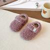 Girls' outdoor furry shoes, new autumn and winter style, soft-soled, non-slip, wool-lined, warm cotton shoes, loafers for little girls