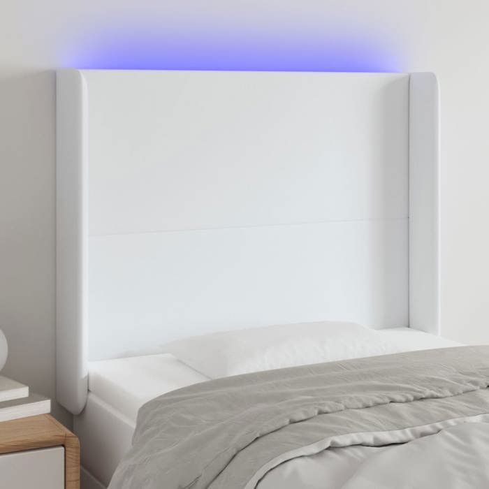 VidaXL Tête de Lit à LED Meuble de Chambre à Coucher Accessoire de Lit Simple Tête de Cadre de Lit Intérieur Blanc 3123841