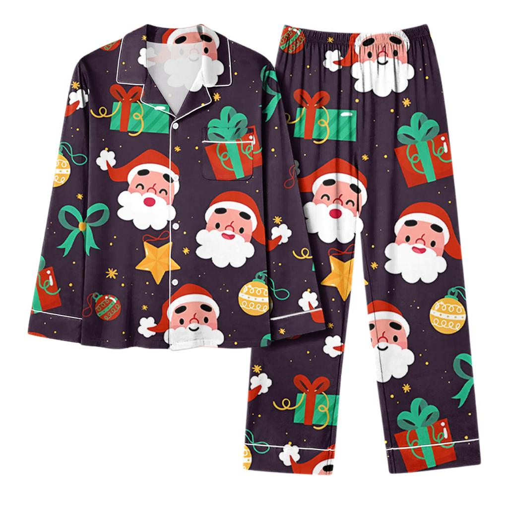 Damski Casualowy Modny Świąteczny Top z Długim Rękawem i Spodnie Zestaw Homewear