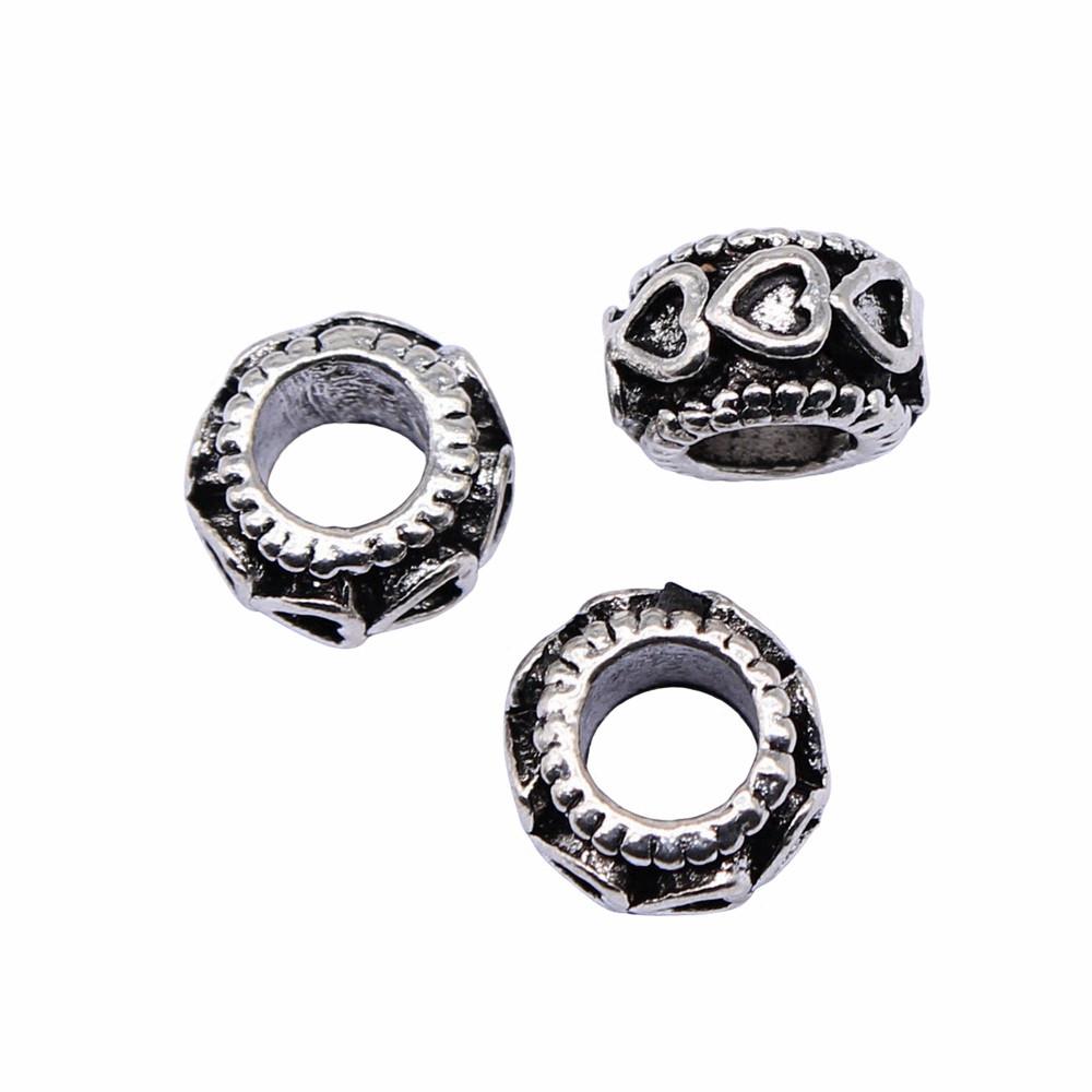 Vintage Floral Pattern Cylinder Beads Antique Style Large Hole Spacers For DIY