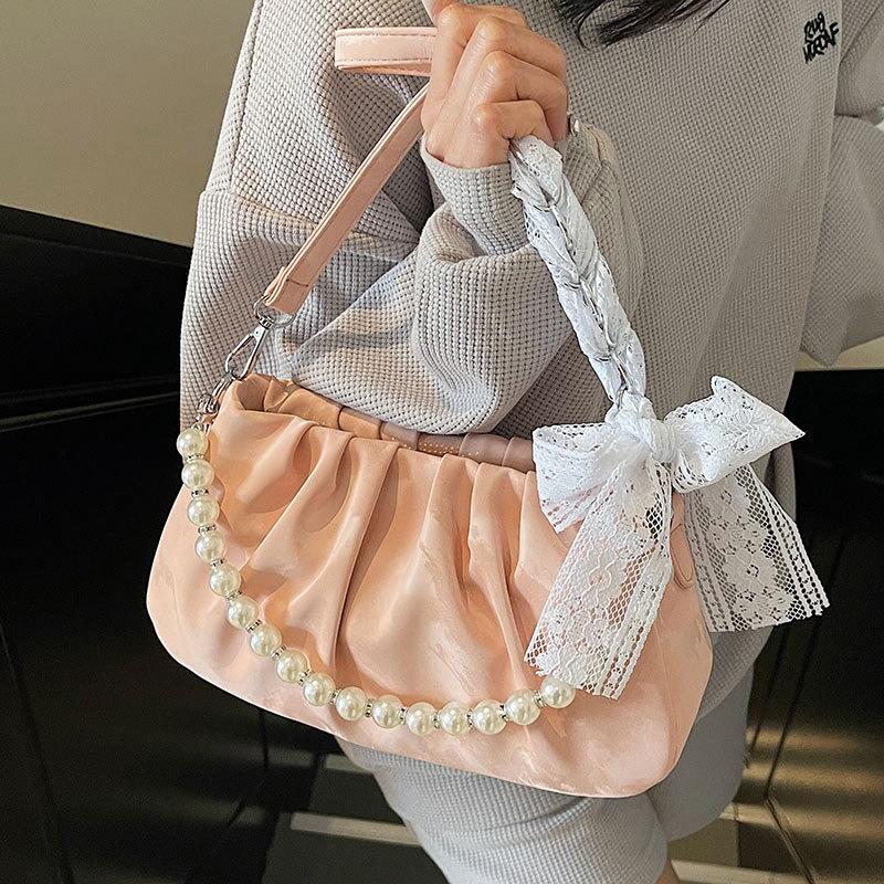 Popular New French Niche Sweet Wind Simple Pleated Bag Women Commuter Fashion High Sense Shoulder Messenger Bag