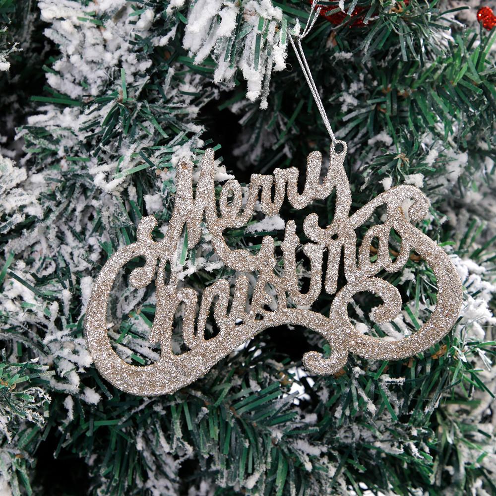 Tree Christmas Luxurious Decorations Stylish Glitter Letter Hanging Ornaments Celebrations For