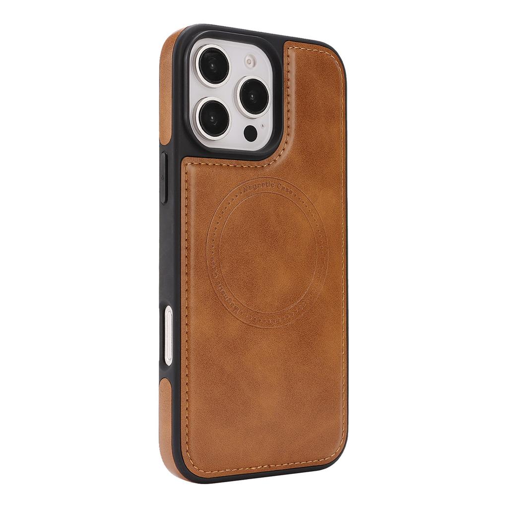 Coque de téléphone à chargement sans fil magnétique pour iPhone 12 - 17, 8 couleurs en cuir PU végan, protection antichoc intégrale