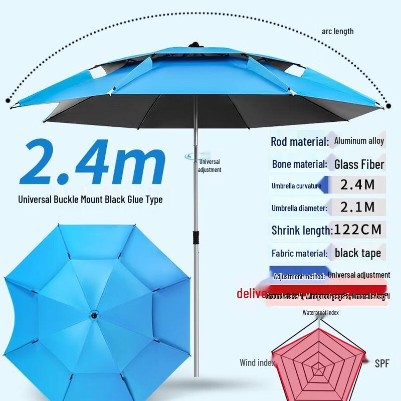 Sombrilla de Pesca Universal Reforzada de Doble Capa