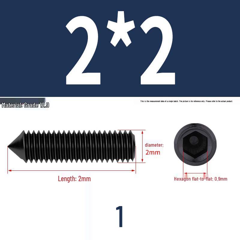 12.9 Edelstahl 304 Innensechskant Kegelspitze Gewindestift M2/M3