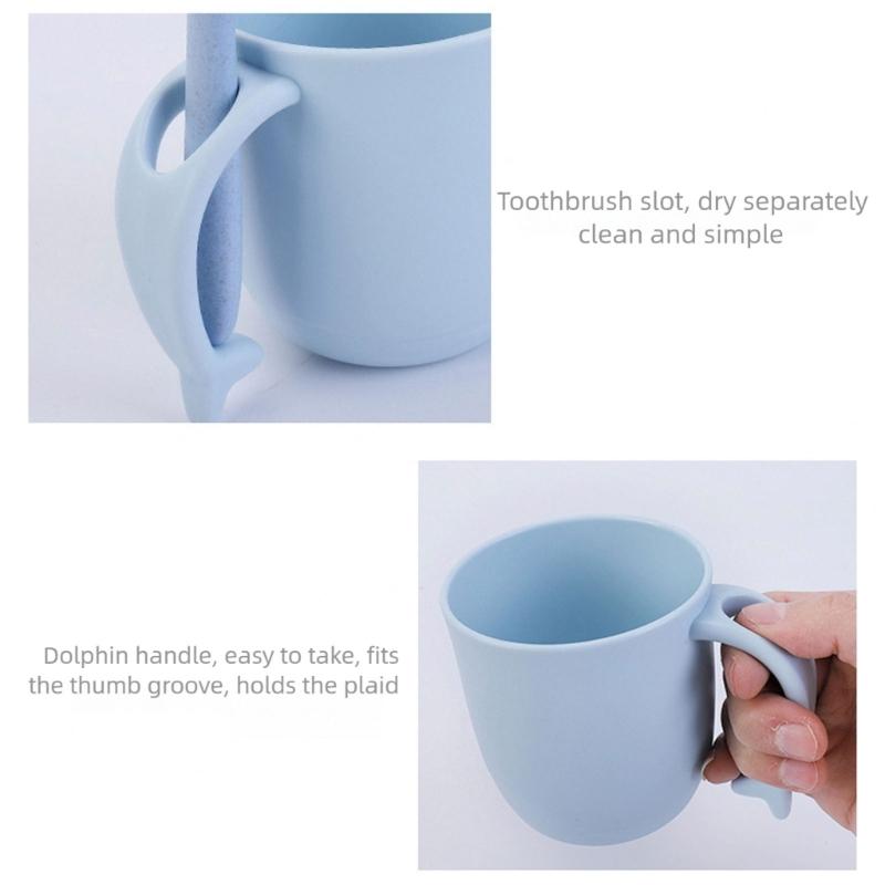 Dolphin Design Children Mouthwash Cup PP Construction Easy to Grip Handle Toothbrush Cup For Home and Travel Essential
