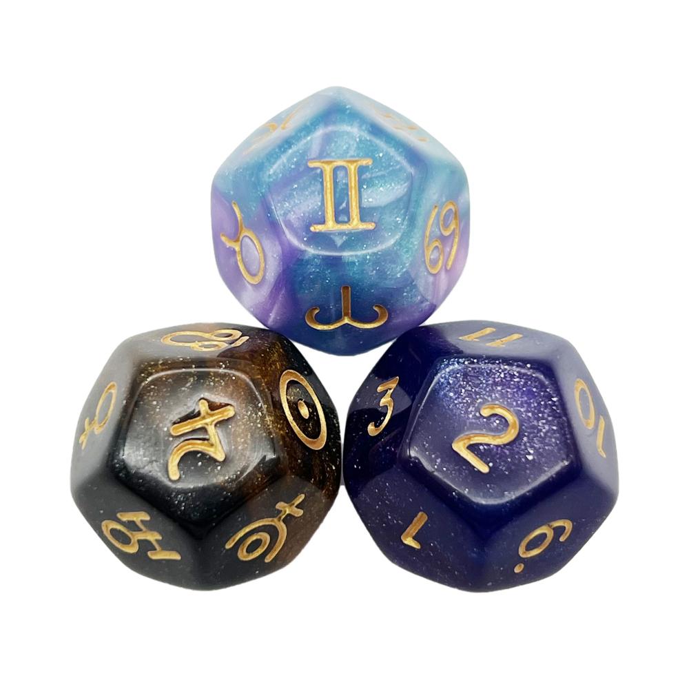 3Pcs/set Astrological Dices 12 Sided Polyhedral Astrology Tarot Divination Dices Set