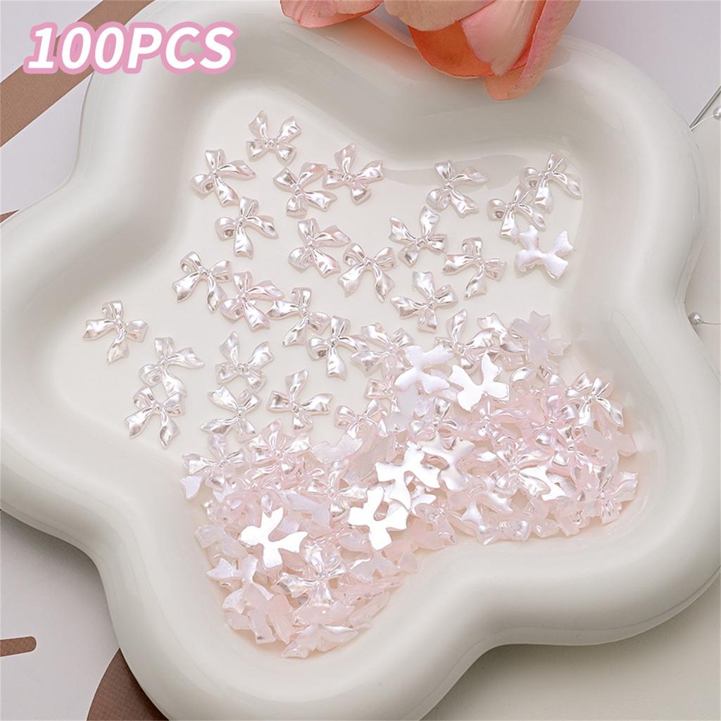100 Pcs Nail Art Decorations Clear Transparent Bow Colorful Ice Transparent Resin Rhinestones For DIY Manicure Phone Case And Craft Decoration