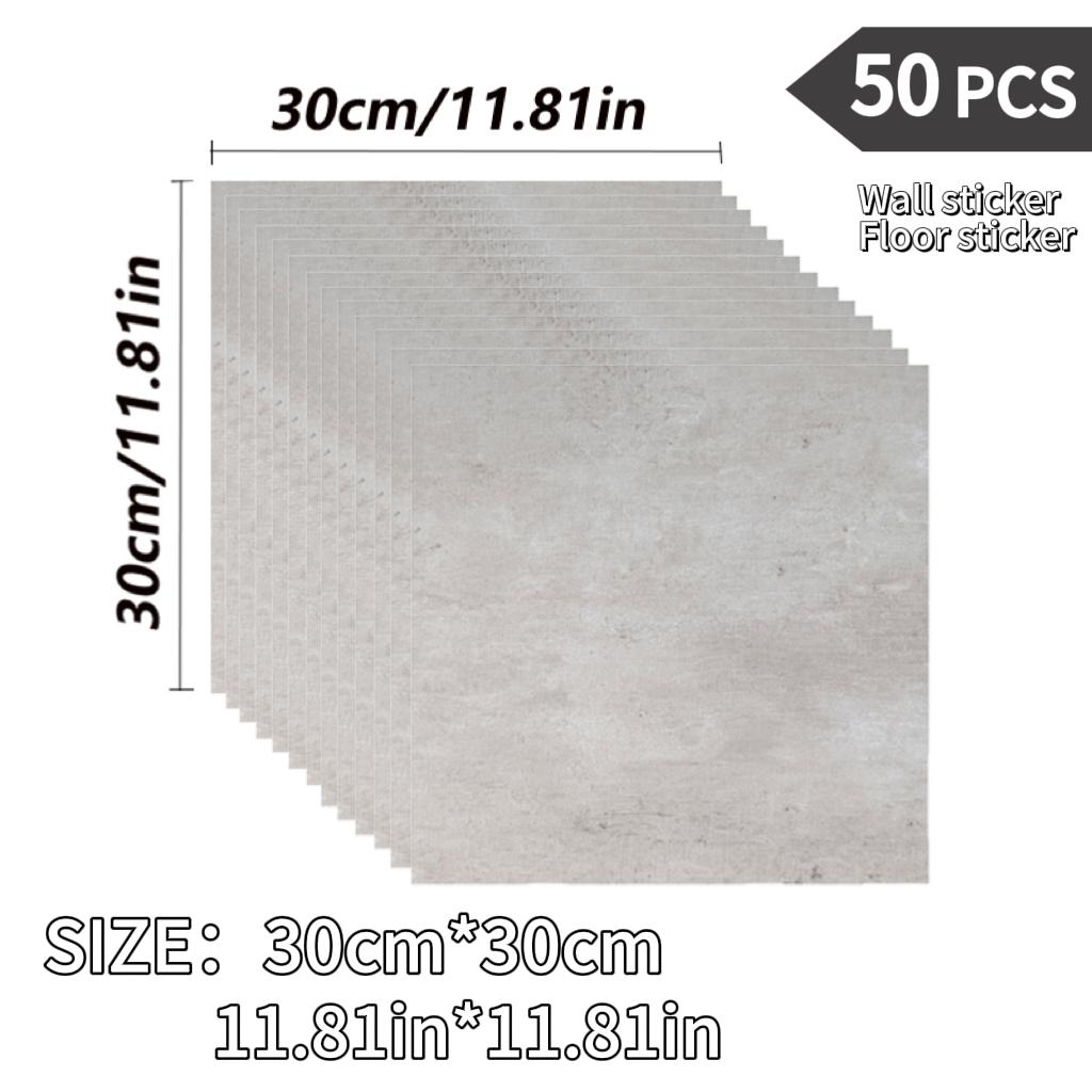 NINETAI Peel And Stick Floor Tile, 50pcs Vinyl Plank Wood Grain Look 11.81in*11.81in/48 Sq.Ft, Kitchen Mats For Floor